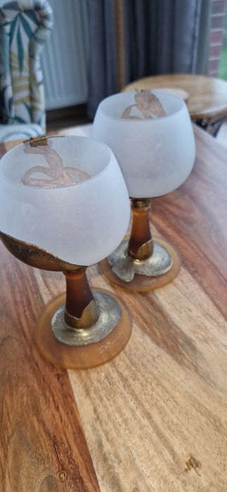 Kielichy,   recznie robione, wyjatkowe,  oblane mosiądzem, sygnowane