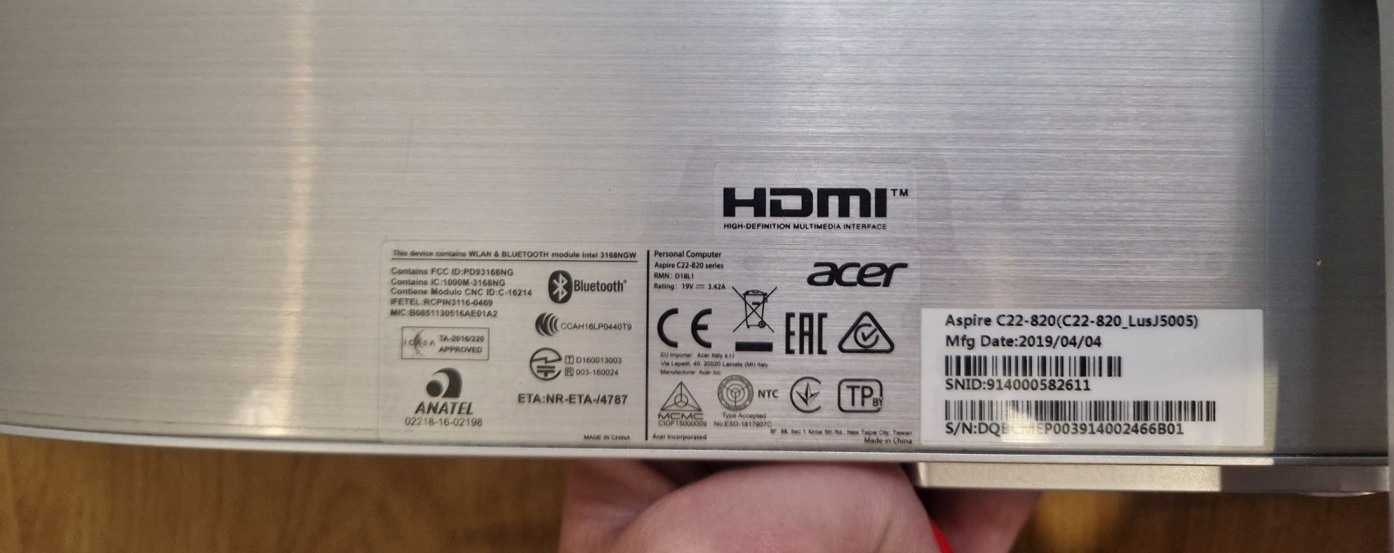 Komputer Acer aspire C22-820