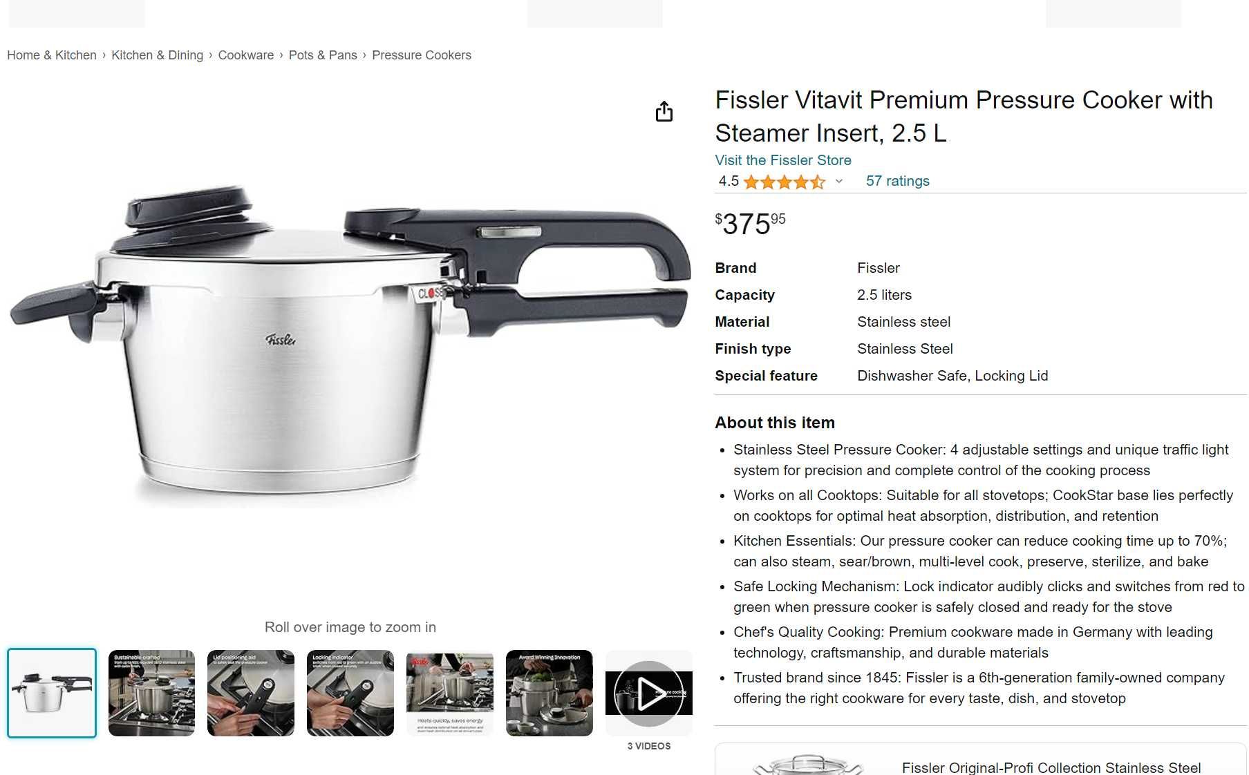 Топовая скороварка Fissler Vitavit Premium 2.5l (Германия)