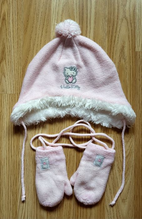 ZARA Hello Kitty piękny zimowy zestaw czapka plus rękawiczki