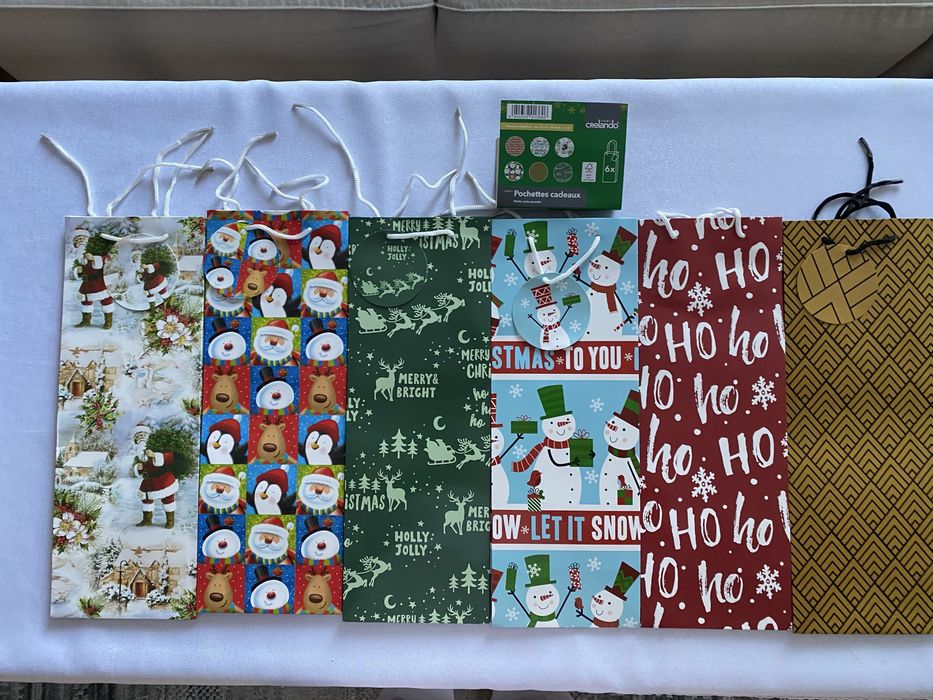 Torebki Swiateczne do wina zestaw 6 sztuk