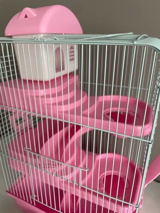 Klatka dla chomika NOWA 3 piętra domek kołowrotek piodełko różowa