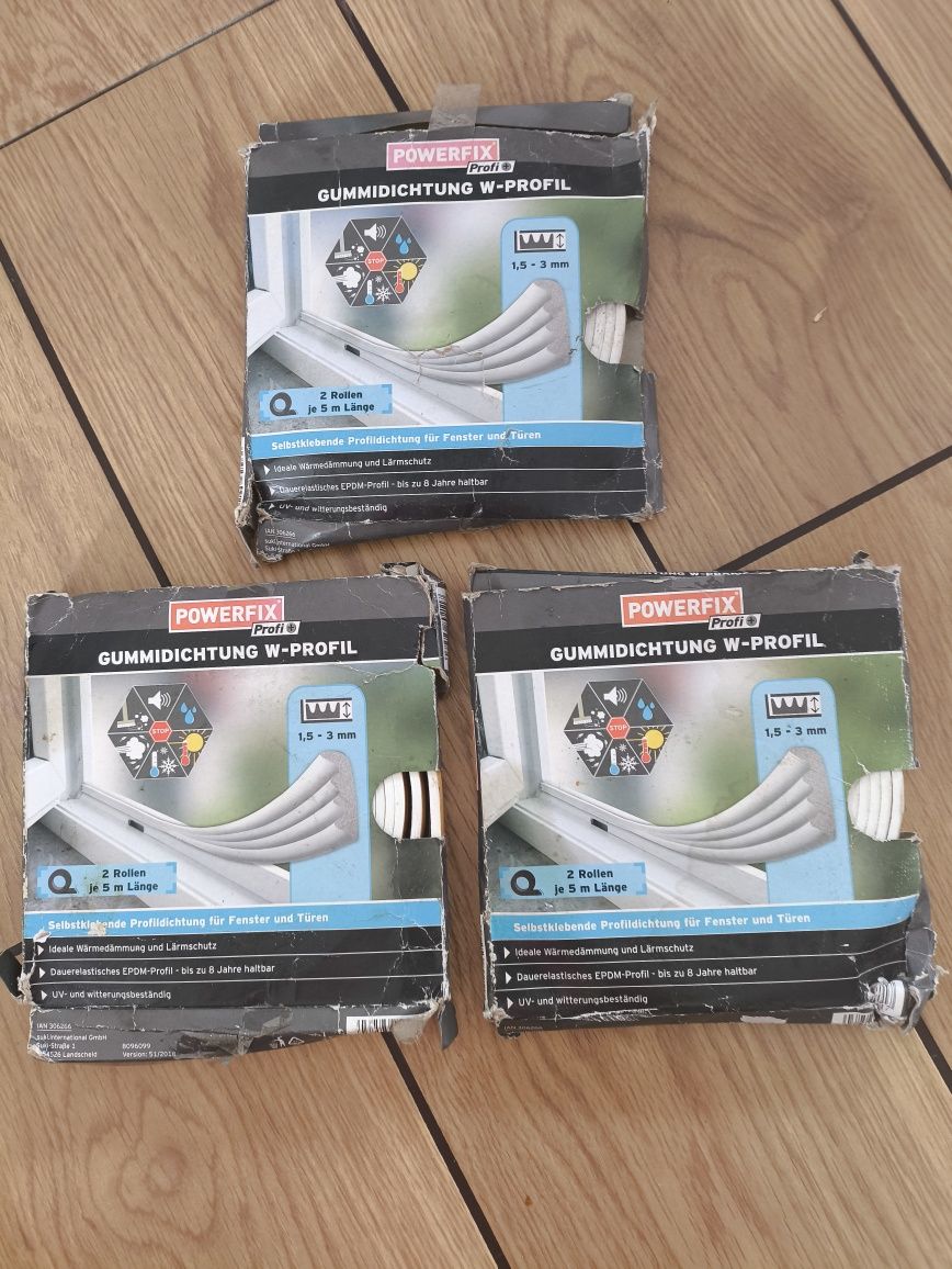 3 szt Profilowana uszczelka do okien drzwi, Profi powerfix 3x10m