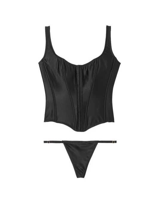 Victoria's secret оригінал корсет шовковий натуральний шовк чорний s с