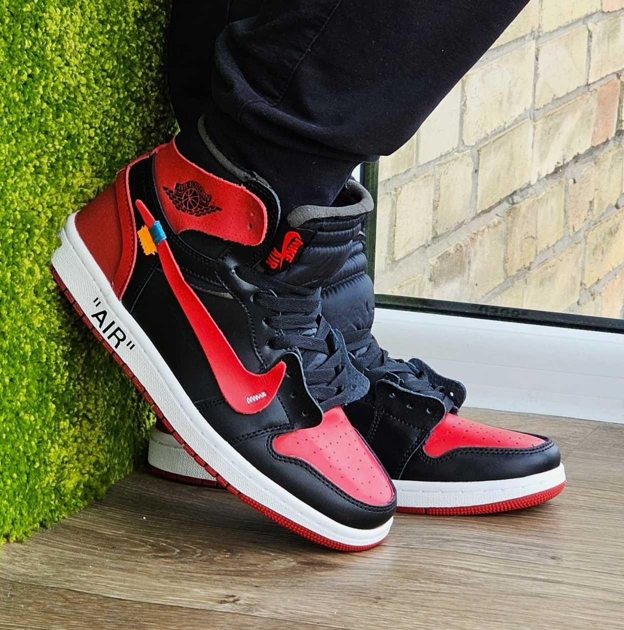 Кроссовки Найк Мужские Jordan Красные Черные Джорданы Высокие Nike