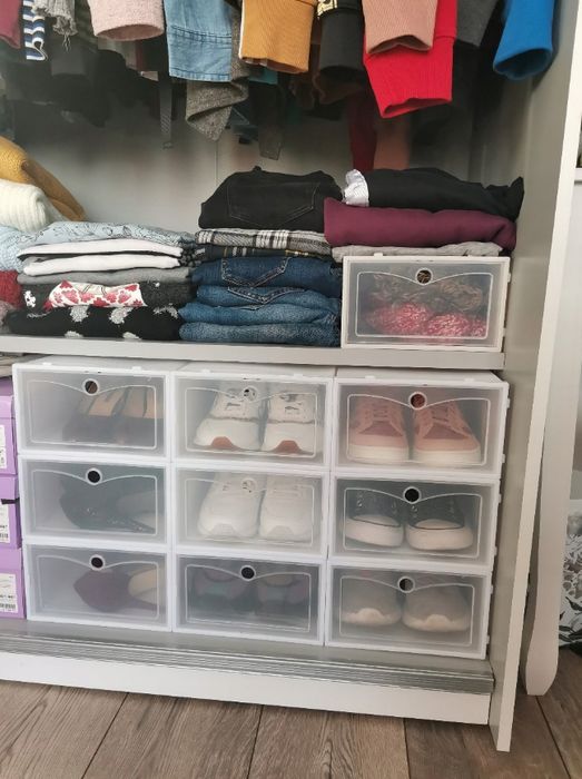 Biała szafka na buty regał z 20 organizerami z klapką