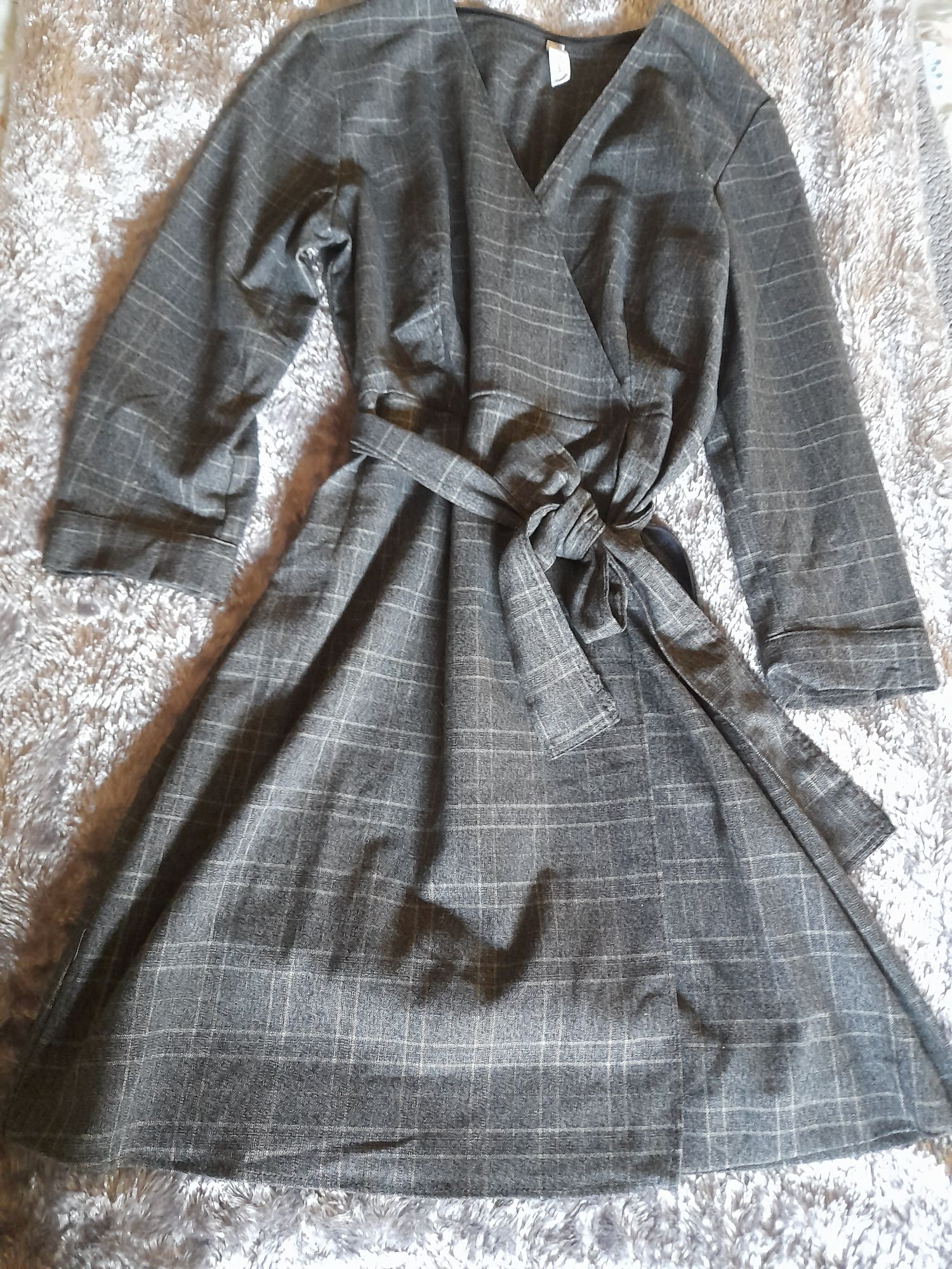 Vestido manga comprida Mango M Cinza