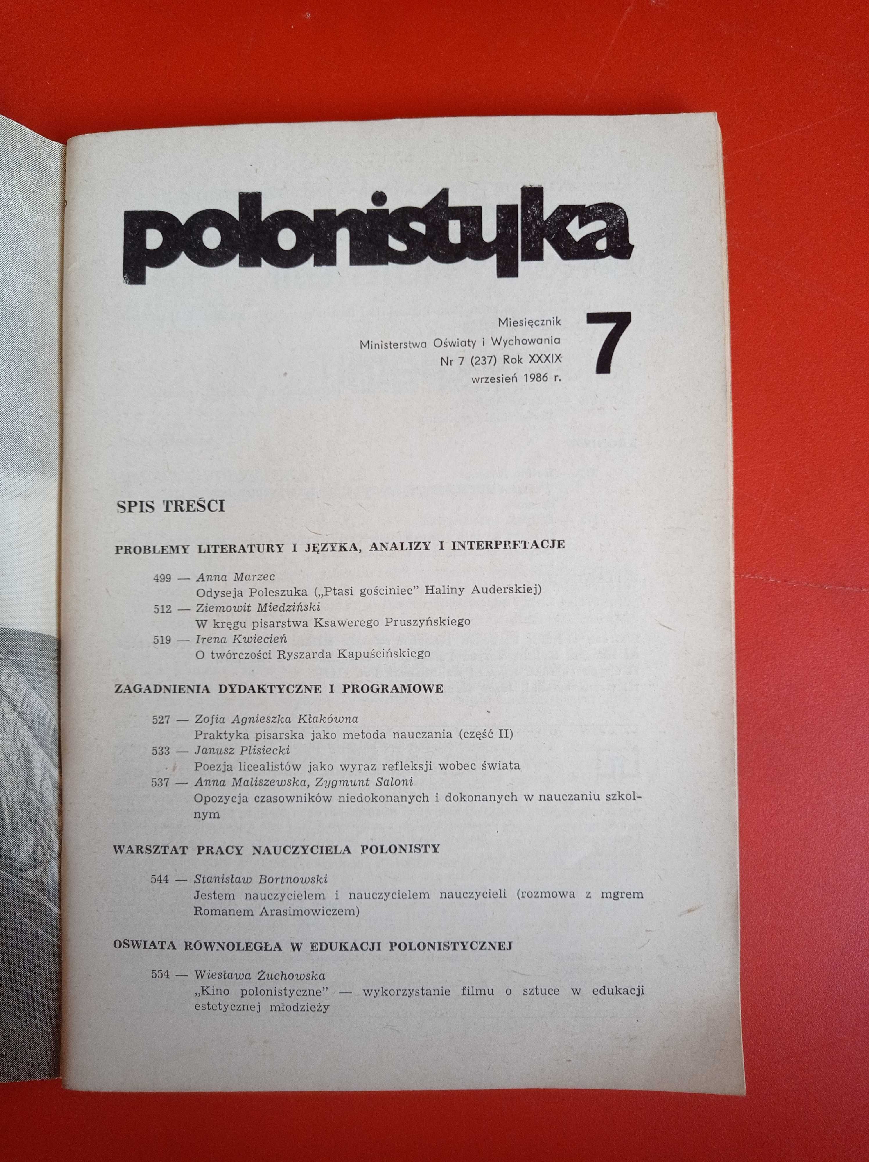 Polonistyka nr 7 (237) wrzesień 1986, WSiP