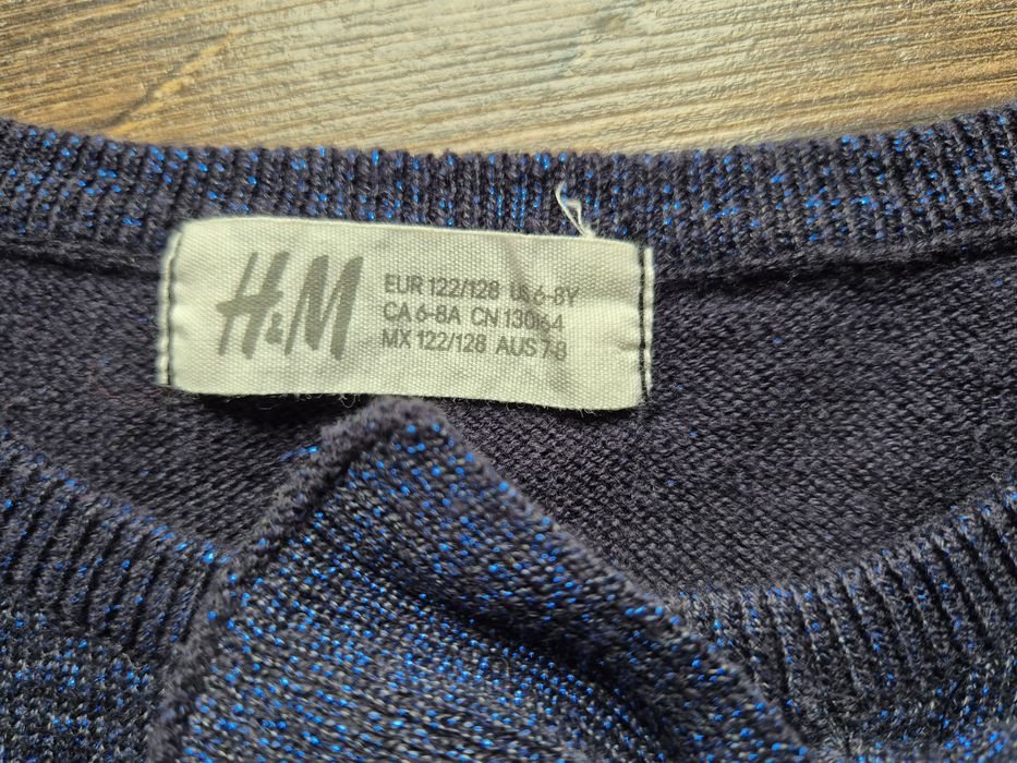 H&M sukienka granatowym brokat 6-8lat bdb