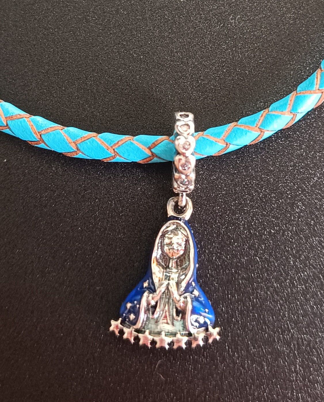 Charms zawieszka medalik Maryja 925 Komunia