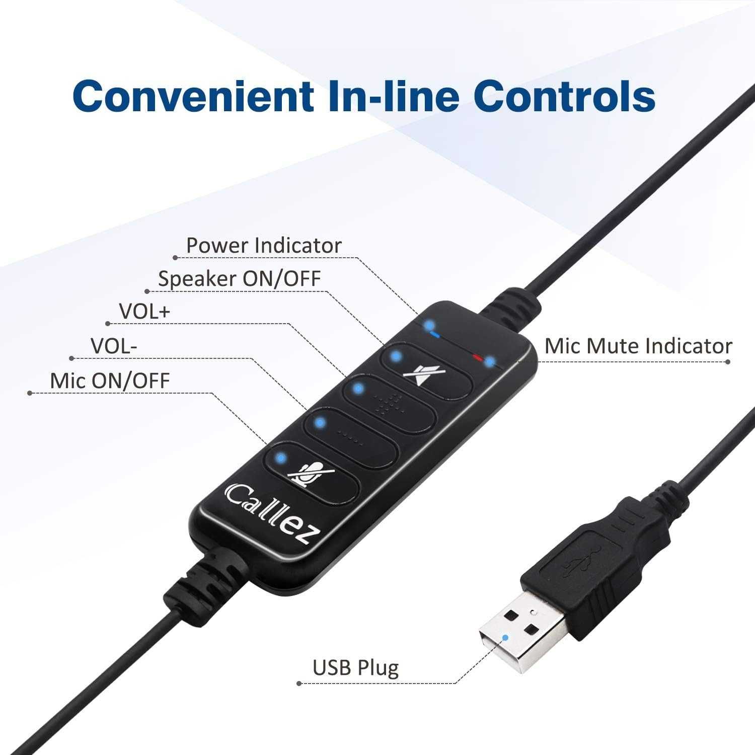 Callez C502 Słuchawki przewodowe z mikrofonem Call Center ZESTAW USB