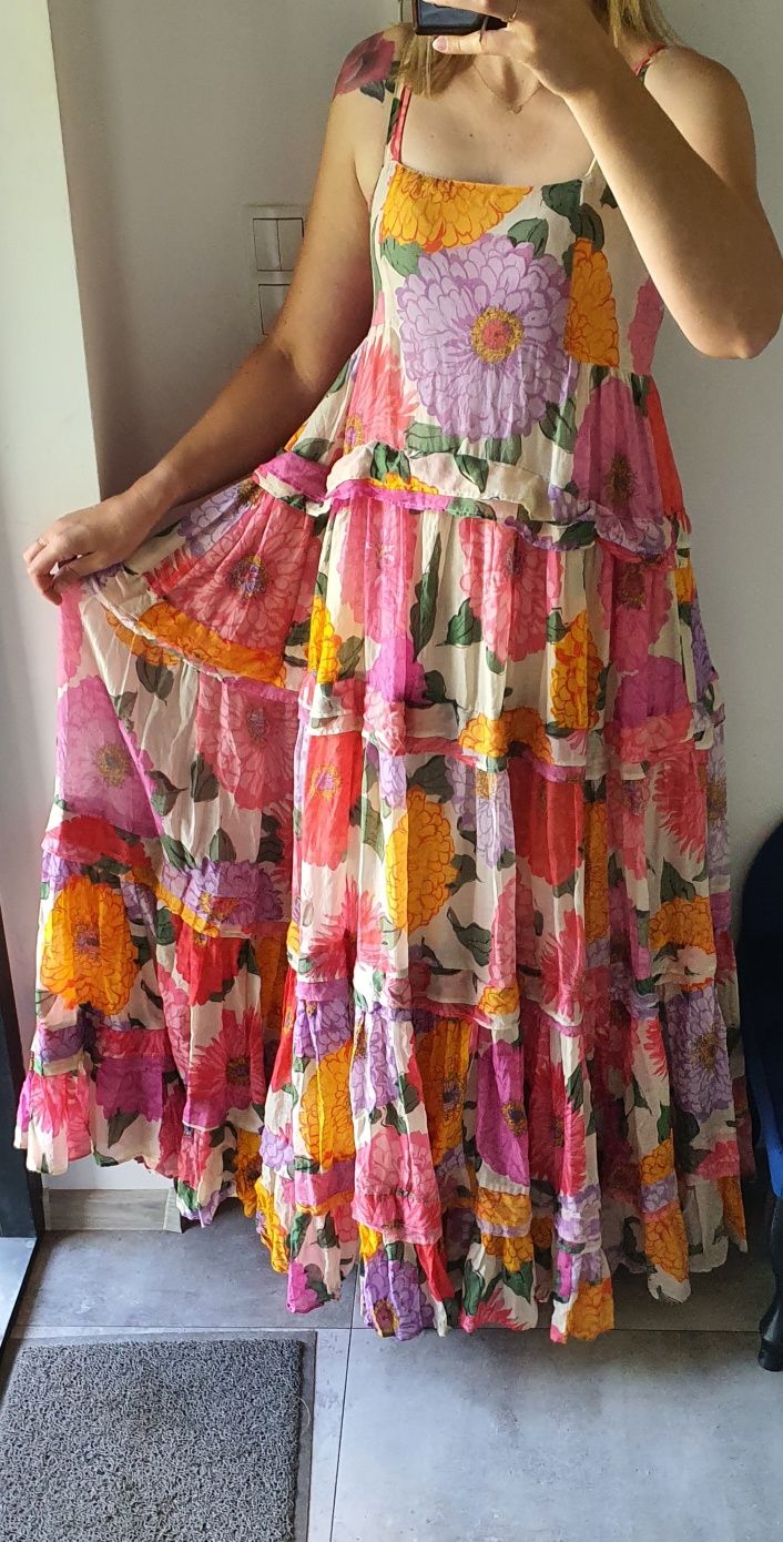Śliczna sukienka twinset nowa długa kwiaty rozmiar xl 42