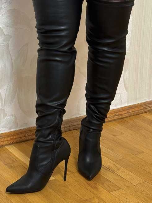 Сапоги-ботфорты (чулок) на высоком каблуке. Демисезонные - Идеальные