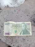Польские купюры 5000, 500, 100.