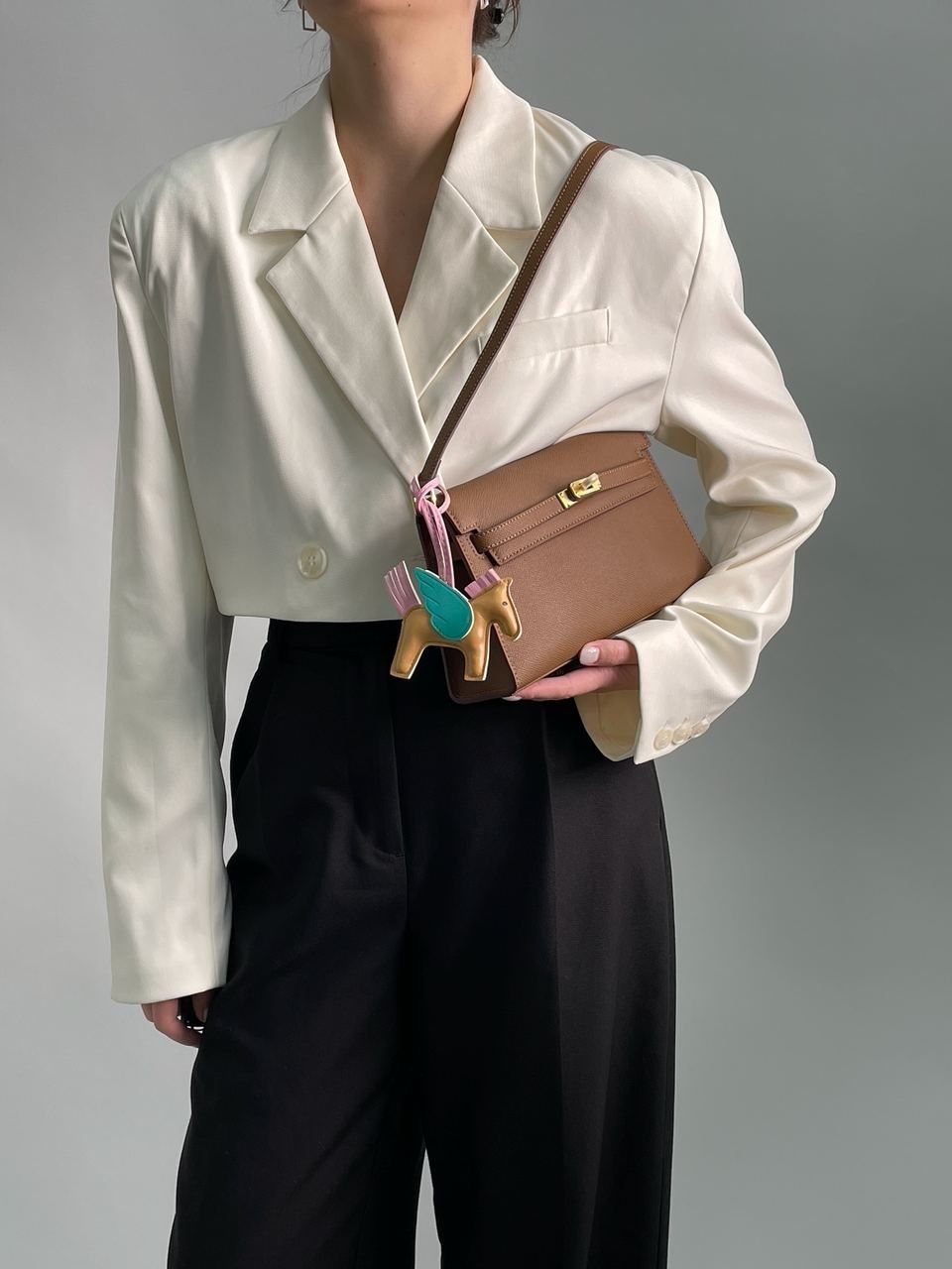 Жіноча сумка Hermes Kelly Pochette Brown/Gold