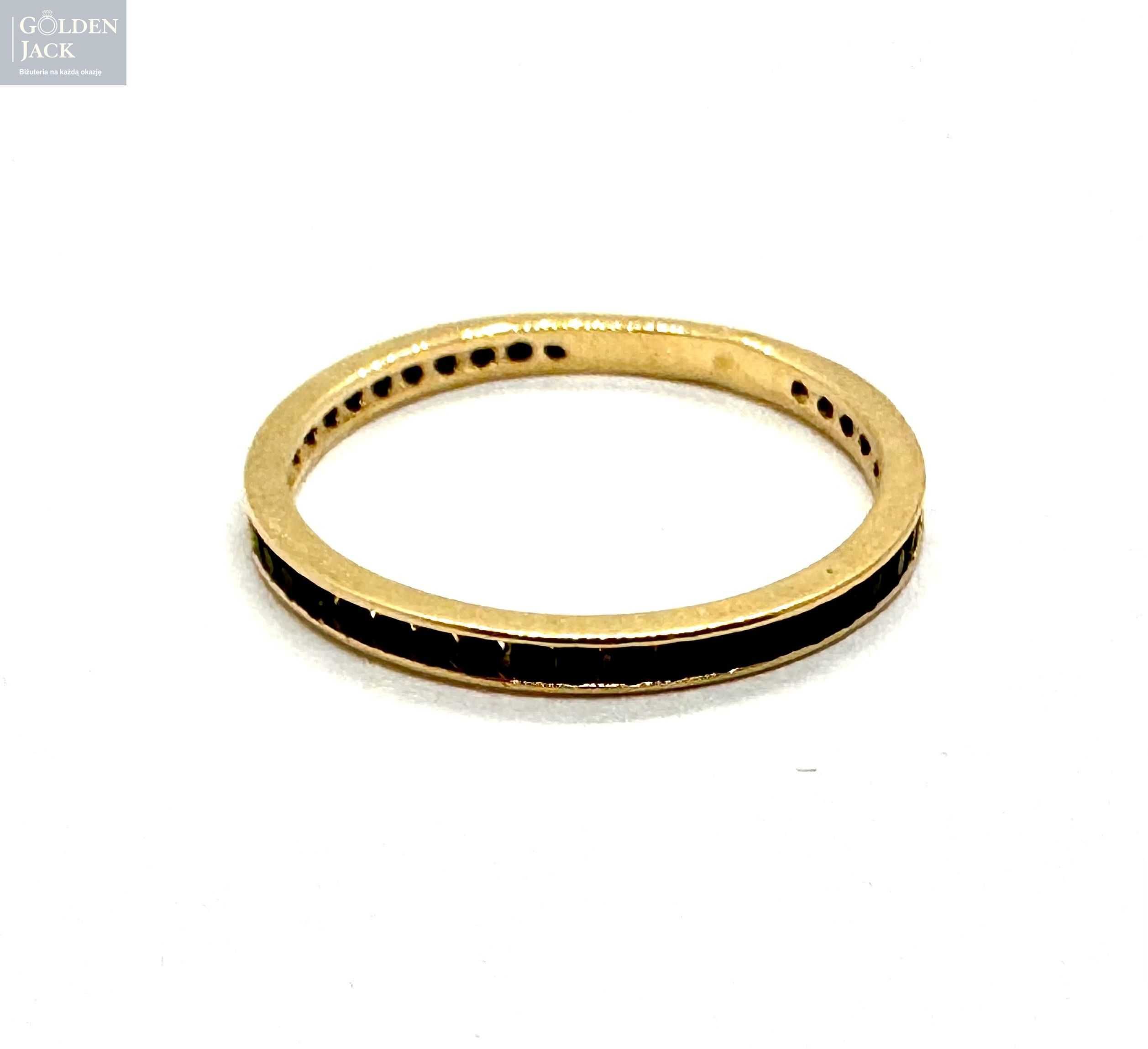 Złoty pierścionek obrączka czarne cyrkonie złoto pr. 585 roz. 16 1,29g