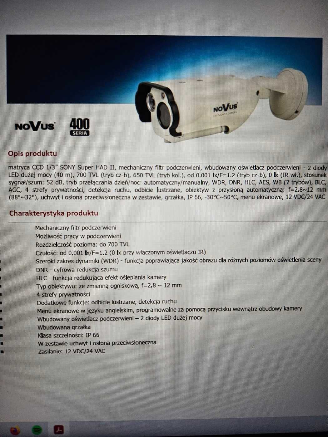 Zestaw do monitoringu , Novus 4 kamery + rejestrator