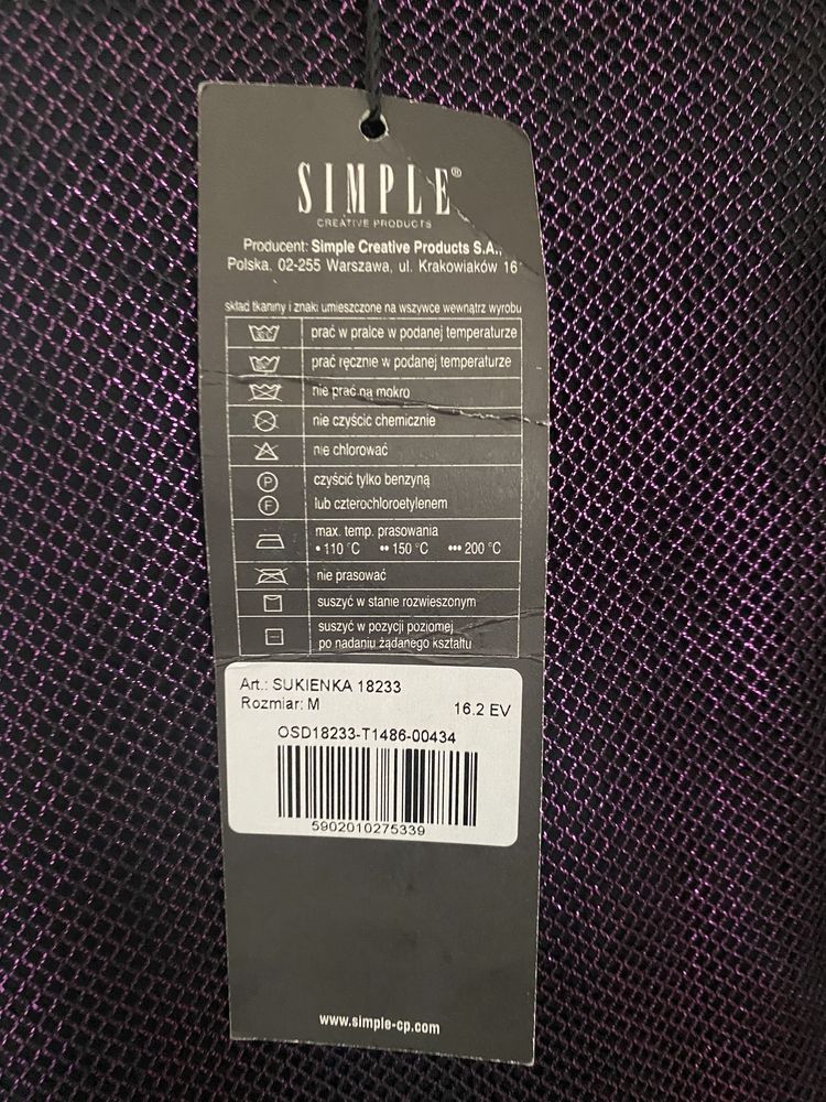 Nowa Sukienka Simple Wieczorowa M
