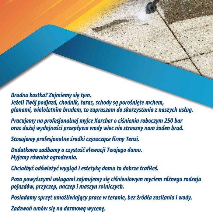 Mycie kostki brukowej, elewacji.