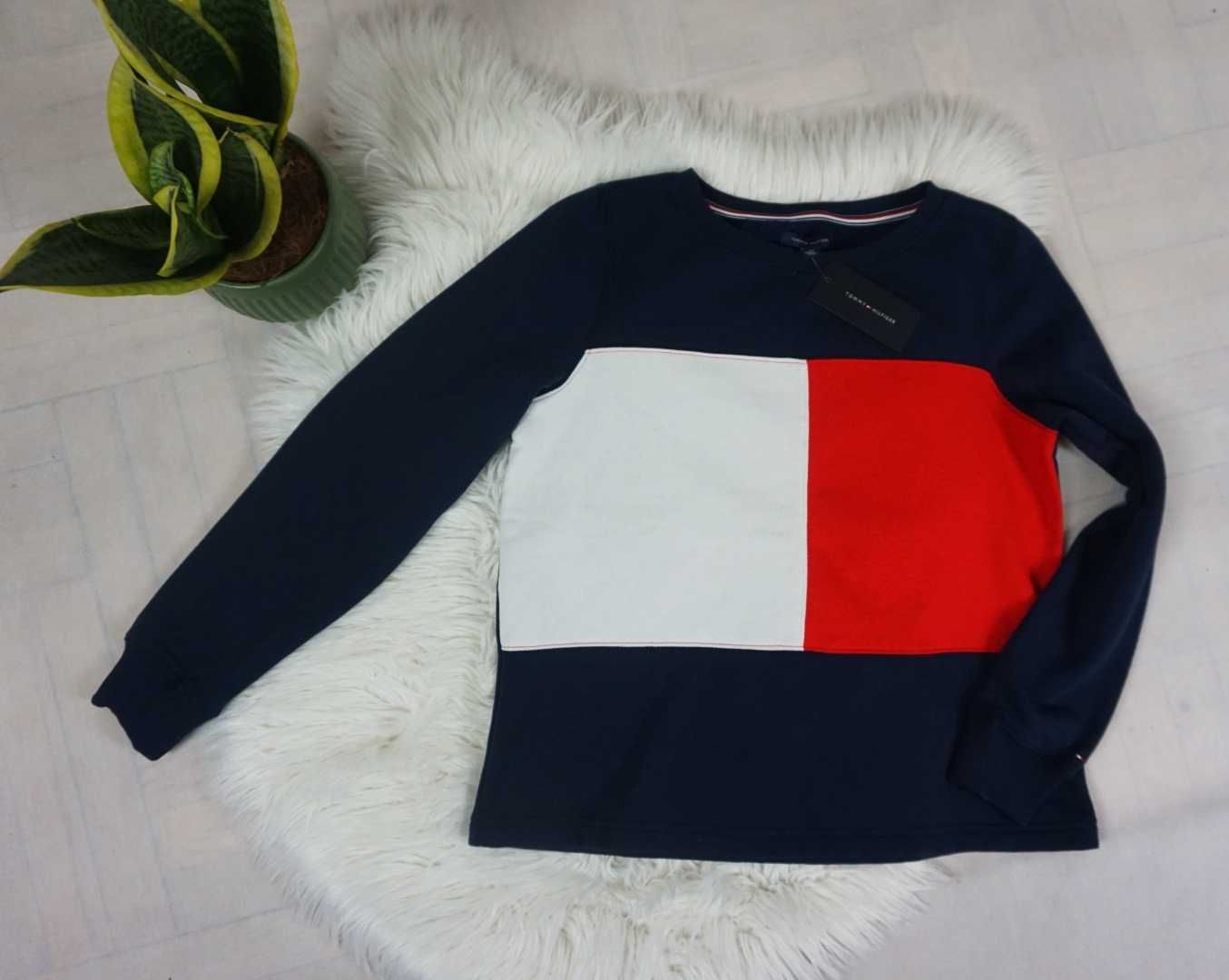 Nowa bluza Tommy Hilfiger damska granatowa bez kaptura wygodna r. S