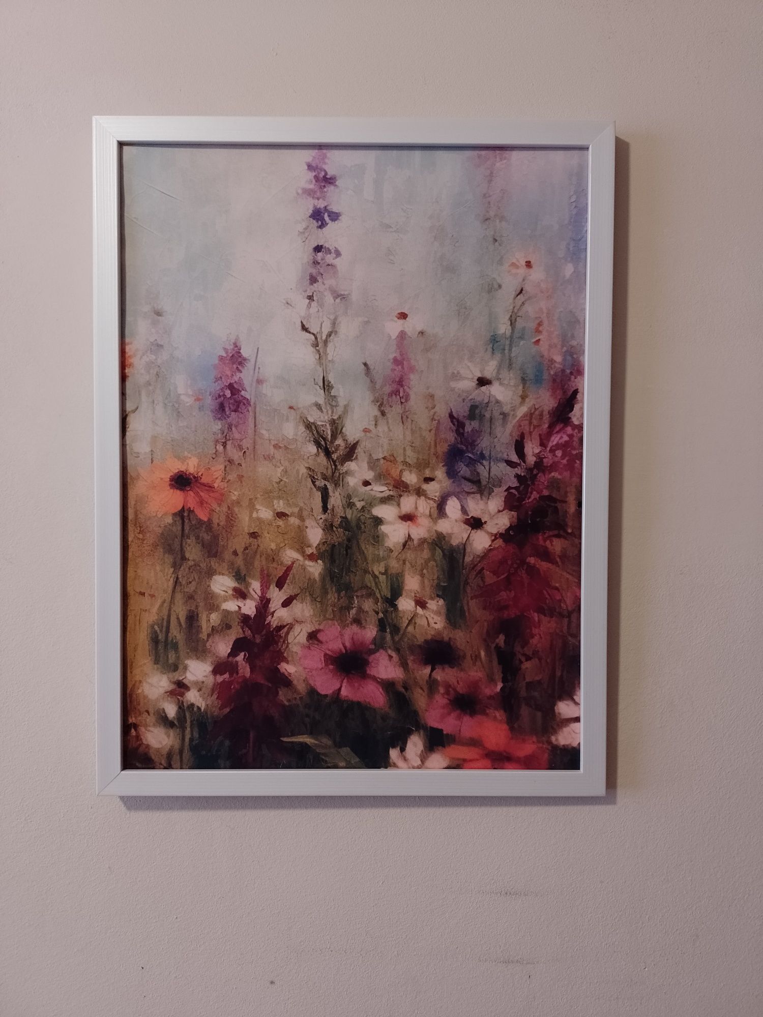 Obraz Polne Kwiaty Maki na Płótnie w stylu vintage w ramie 42x32cm