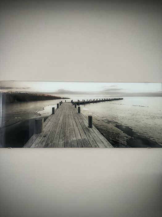 Szklany obraz morze most woda