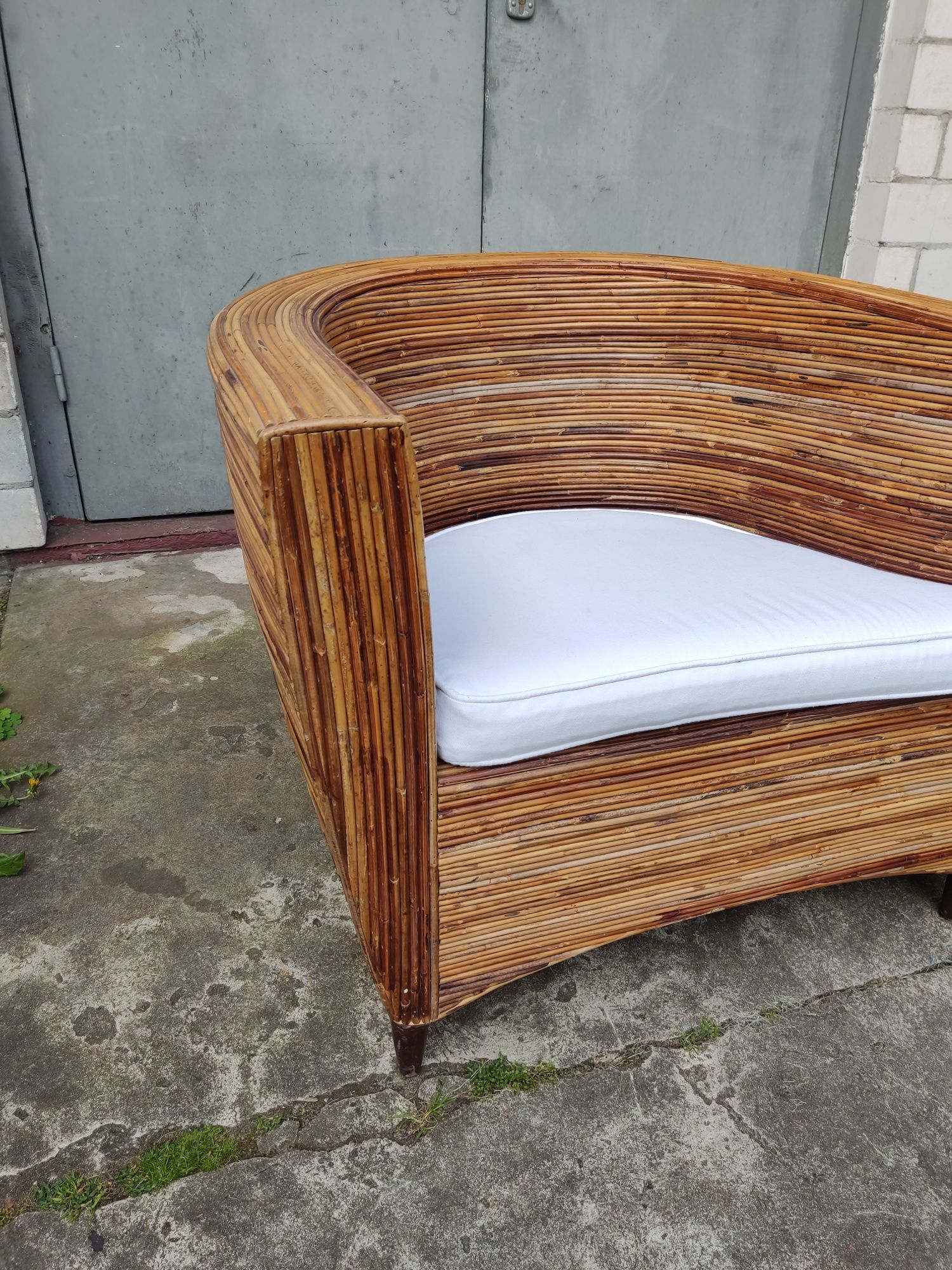 Rattanowa sofa Vis-a-vis lata 80te Włochy