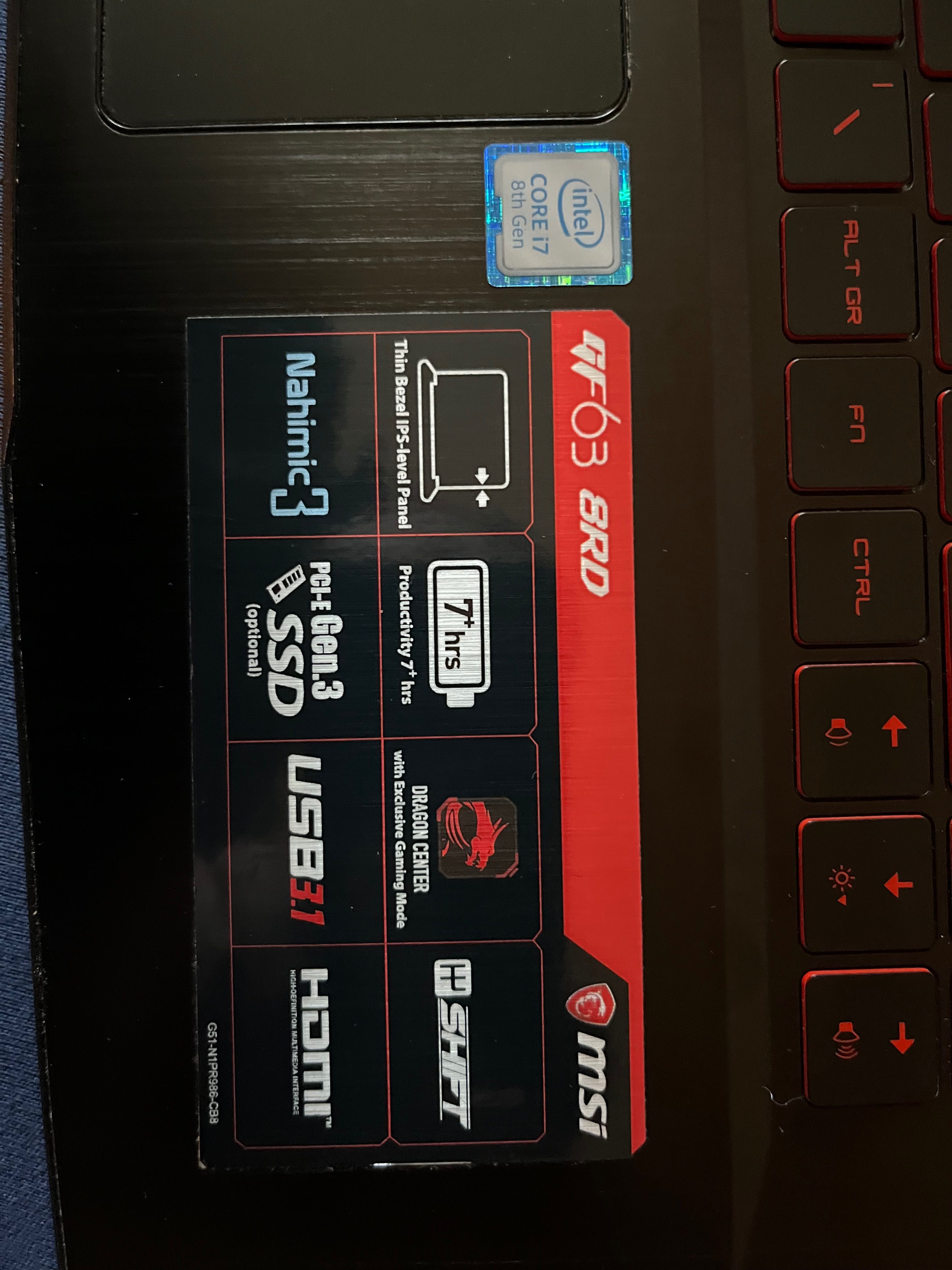 Laptop MSI GF63 8RD