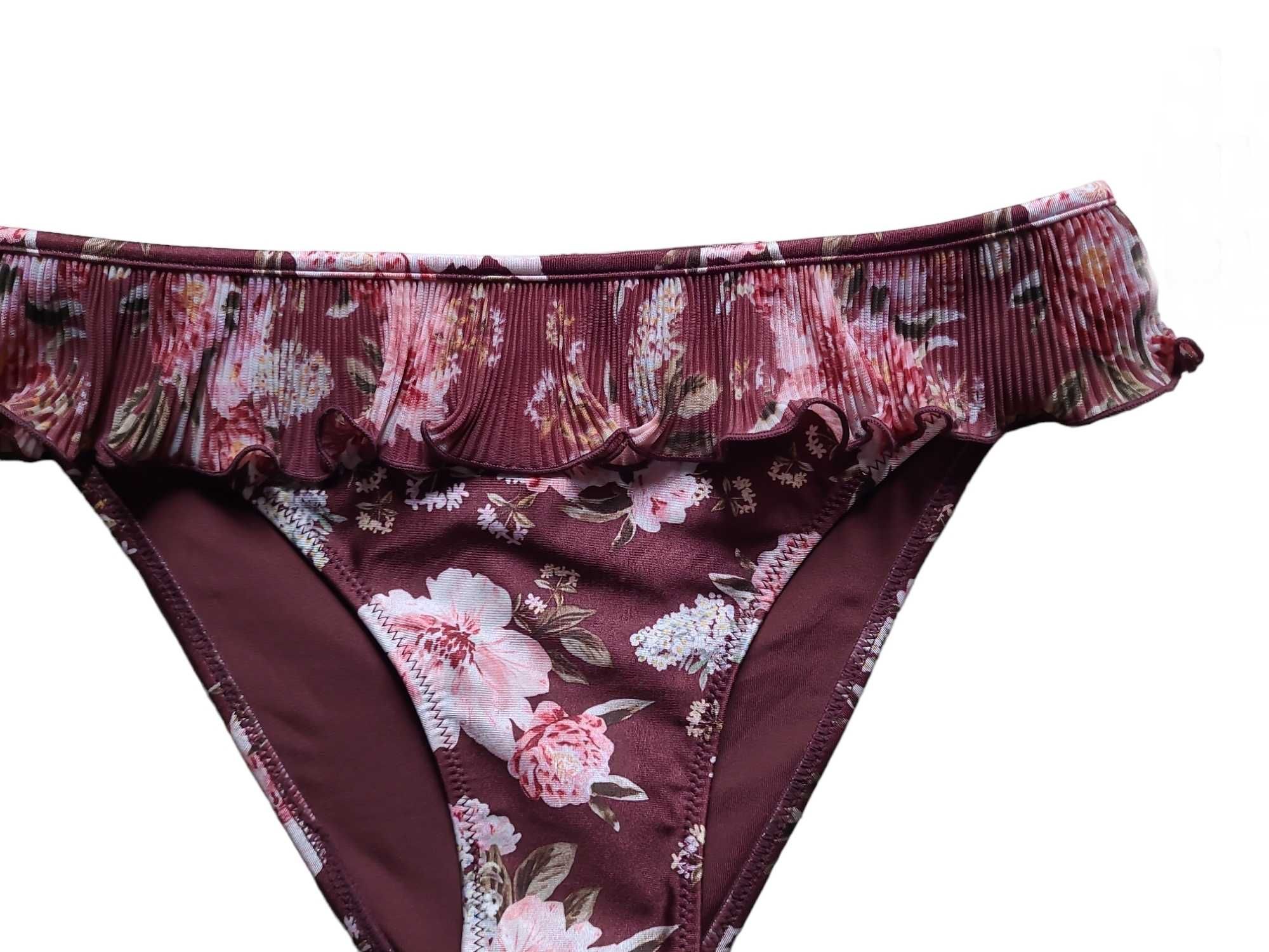 Nowe majtki strój kostium kąpielowy wzór w kwiatki bikini 34,XS H&M