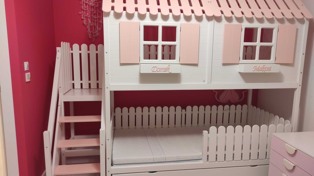 łóżko łóżeczko dziecięce domek do zabawy materac Hevea Dream Beds róż