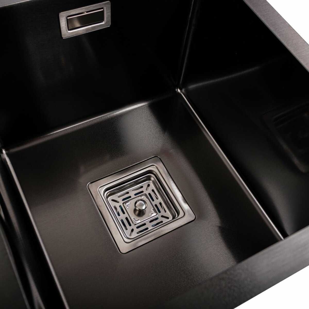 Кухонная мойка Platinum Handm  черная 780х430х230  две чаши (3.0/1.0)