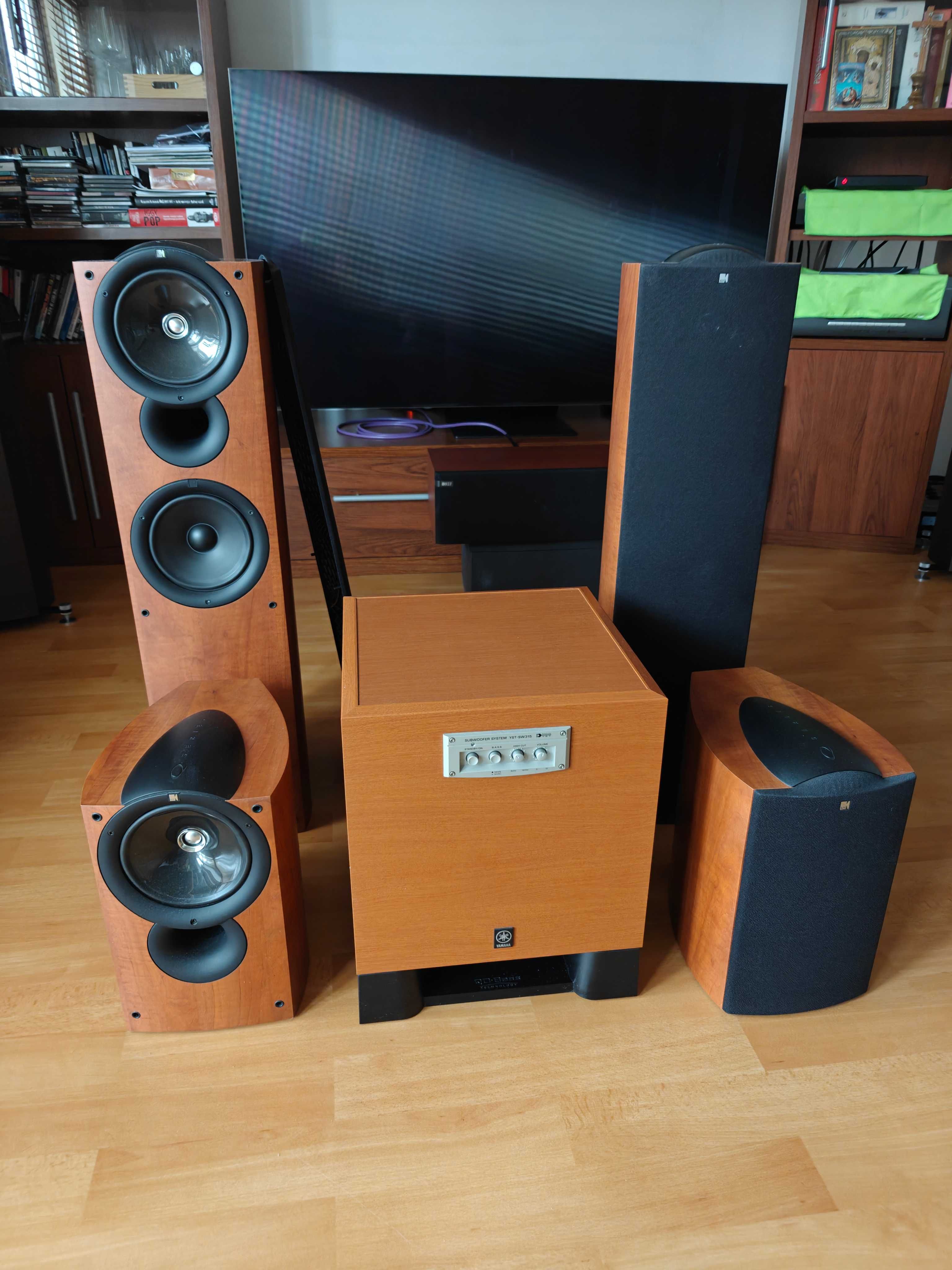 Kolumny podłogowe Kef Q5 ,Kef Q1, subwoofer Yamaha YST SW-315