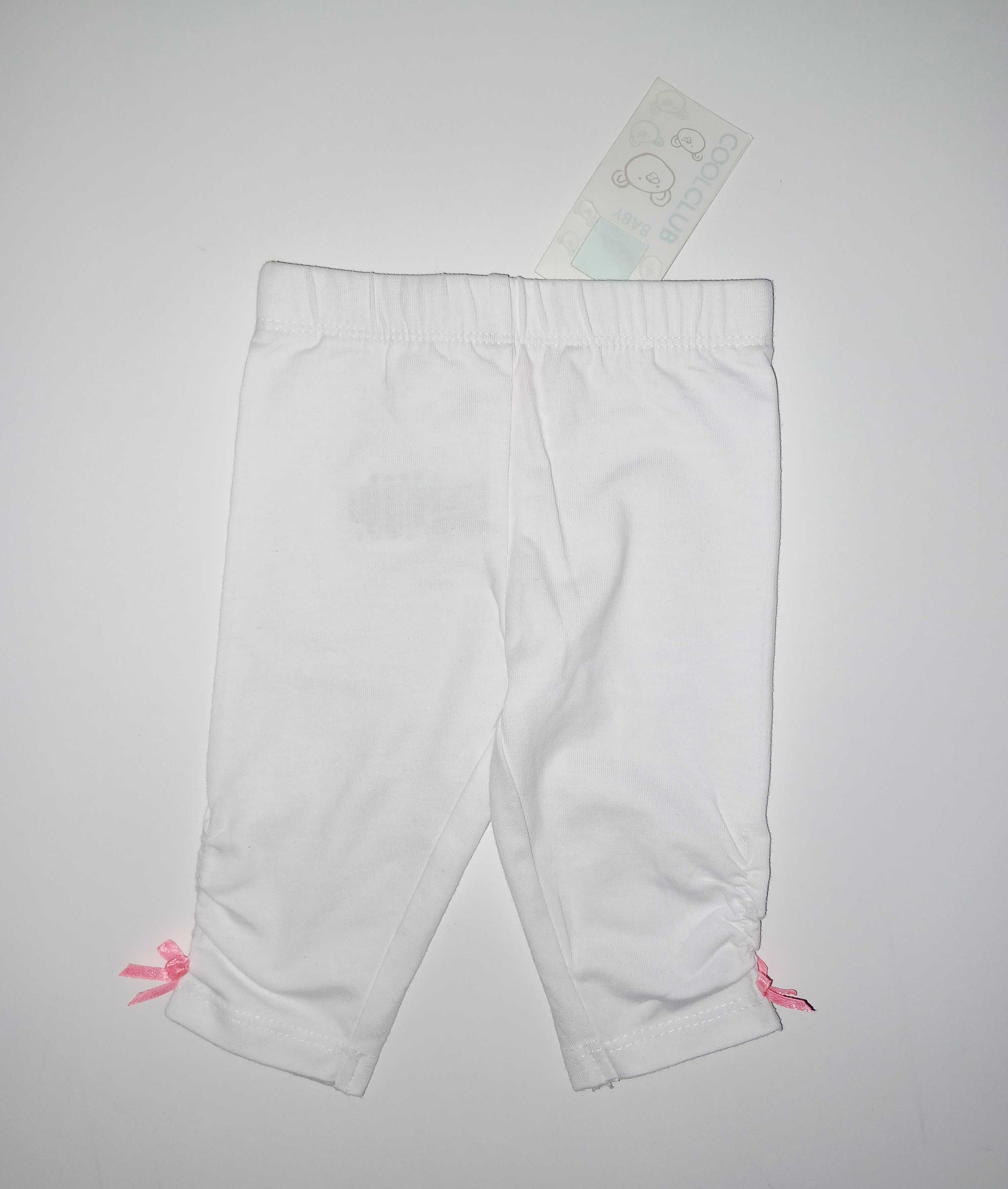 Nowe!! Smyk legginsy 3/4,rozm. 62cm - białe z różową kokardą