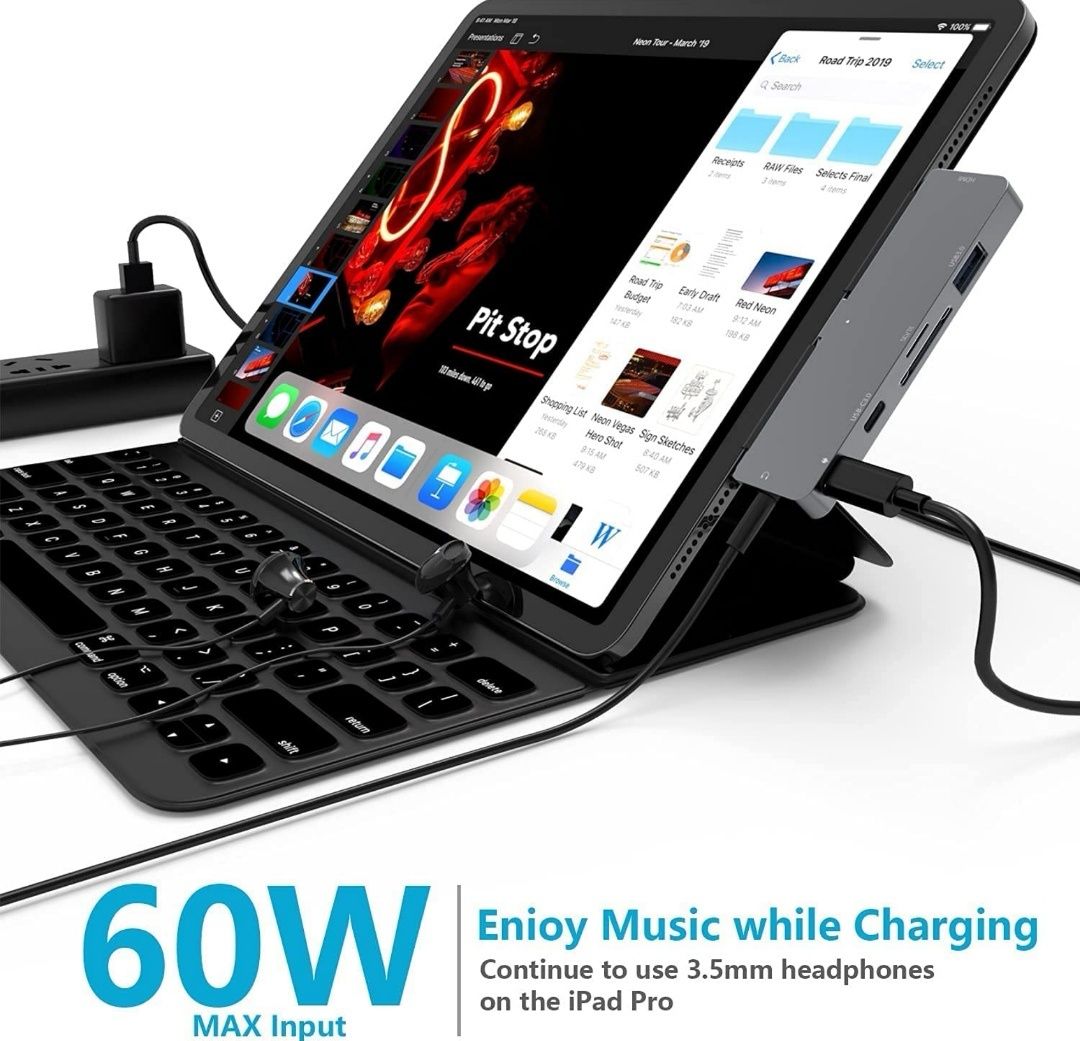 hub adapter 7W1 ipad pro hdmi 4K USB-C SD AUDIO