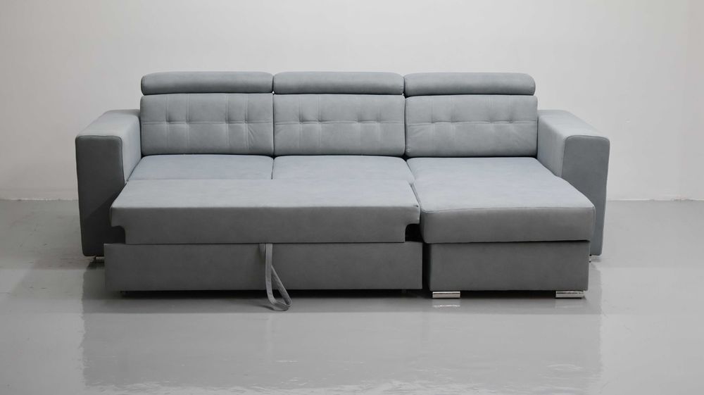 TMM NAROŻNIK funkcja spania pojemnik regulowane oparcie SOFA szara kol