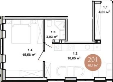 1-К кварира 40м2 ,м Академмістечко, Розтермінування.