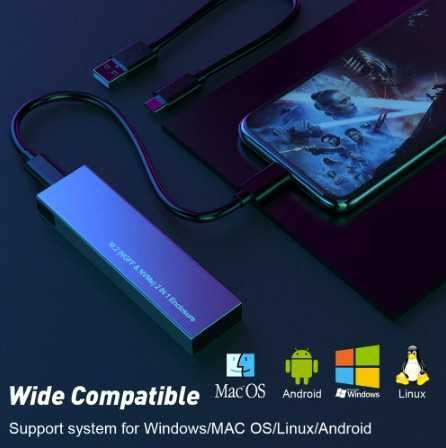 Leitor de discos M.2 SSD dual NVMe e NGFF, USB 3.1 GEN2 -portes grátis