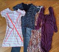 Zestaw ubrań ciążowych 36 sukienka ciążowa spodnie ciążowe bluzka