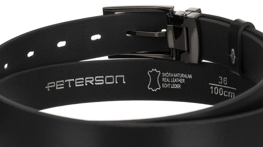 skórzany, wąski pasek męski z klasyczną klamrą - peterson 95