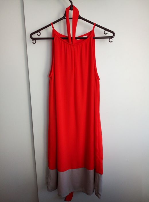 Elegancka czerwonopomarańczowa sukienka (Camaieu), rozm. 40/42