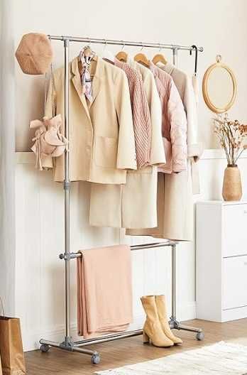 Charriot para pendurar roupas, cor cinzenta, 113-198 cm