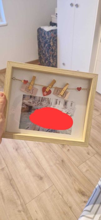 Ramka na zdjęcie drewno biel serca serduszka