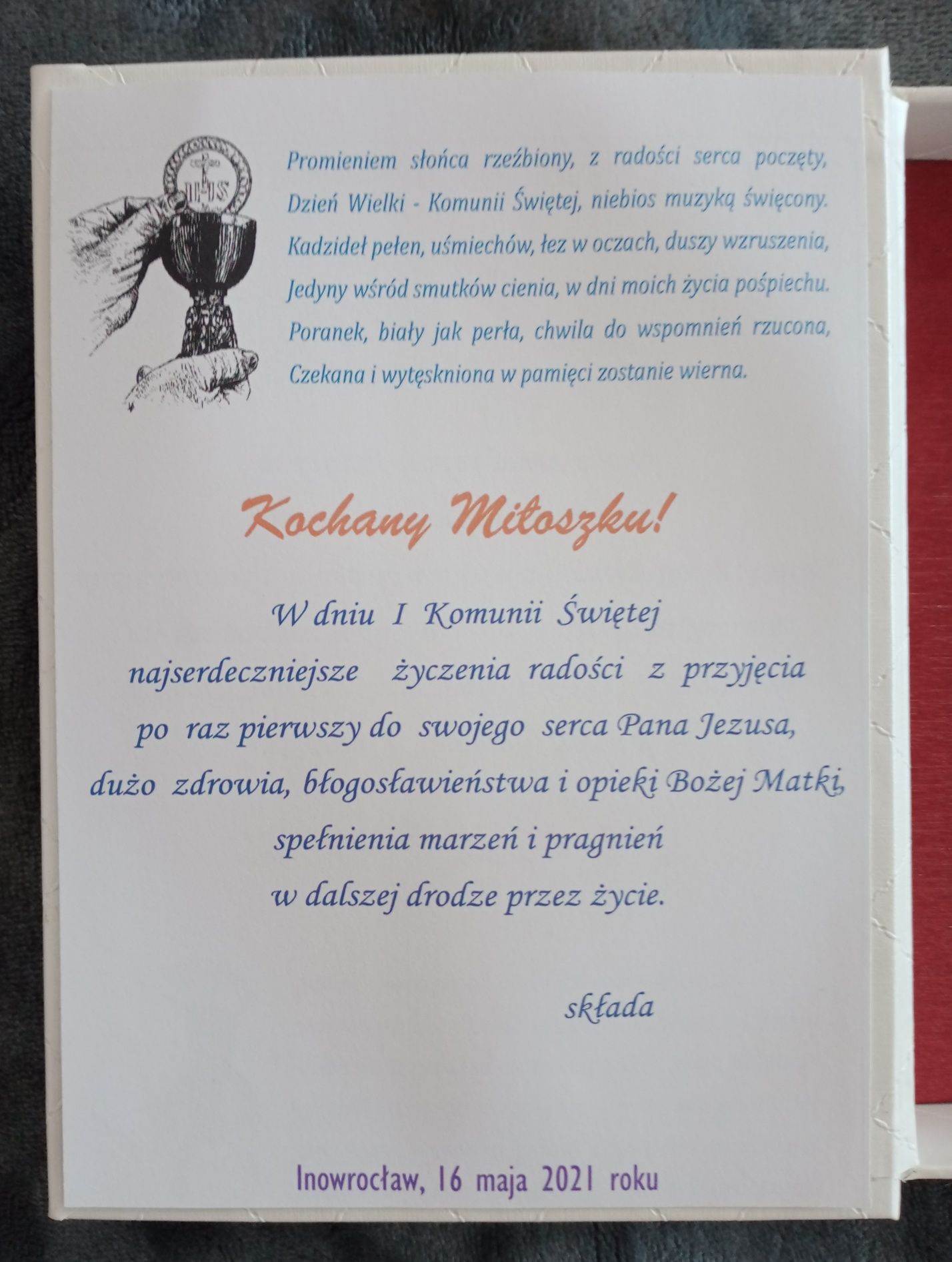 Pamiątka Małżeństwa, I Komunii Świętej. Etui na zdjęcia pamiątkowe.
