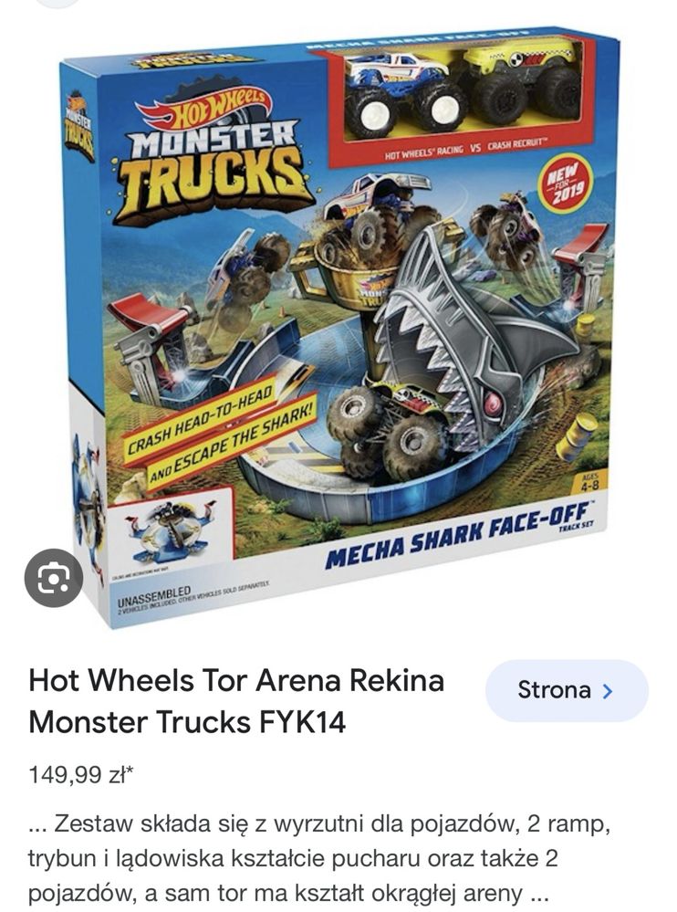 Hot Wheels Tor Arena Rekina Monster Trucks FYK14