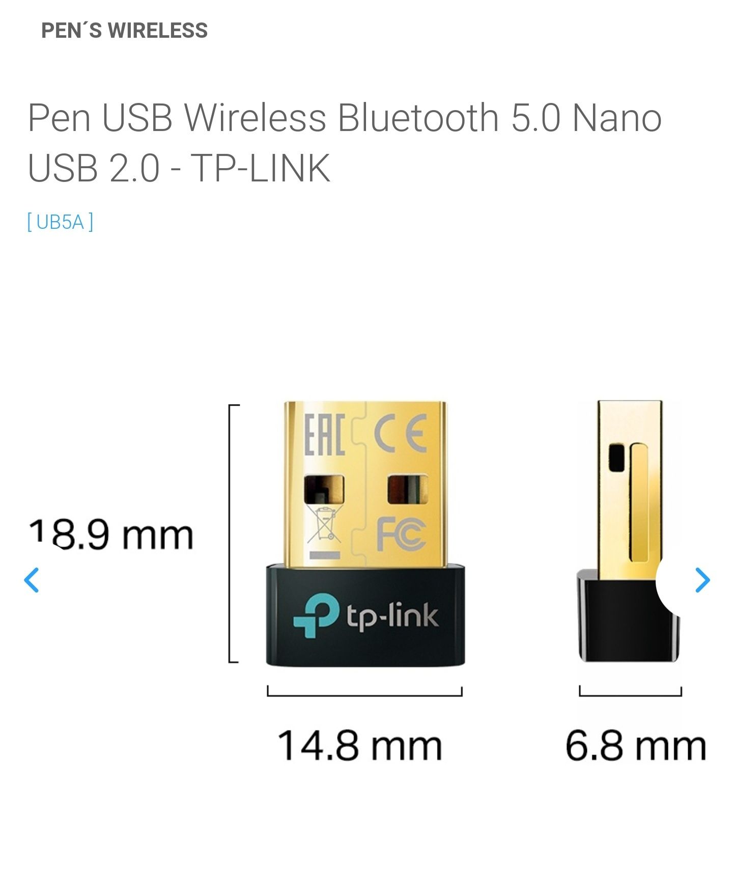 Pen USB Wireless Bluetooth 5.0 Nano USB 2.0 - TP-LINK

Entrego em m