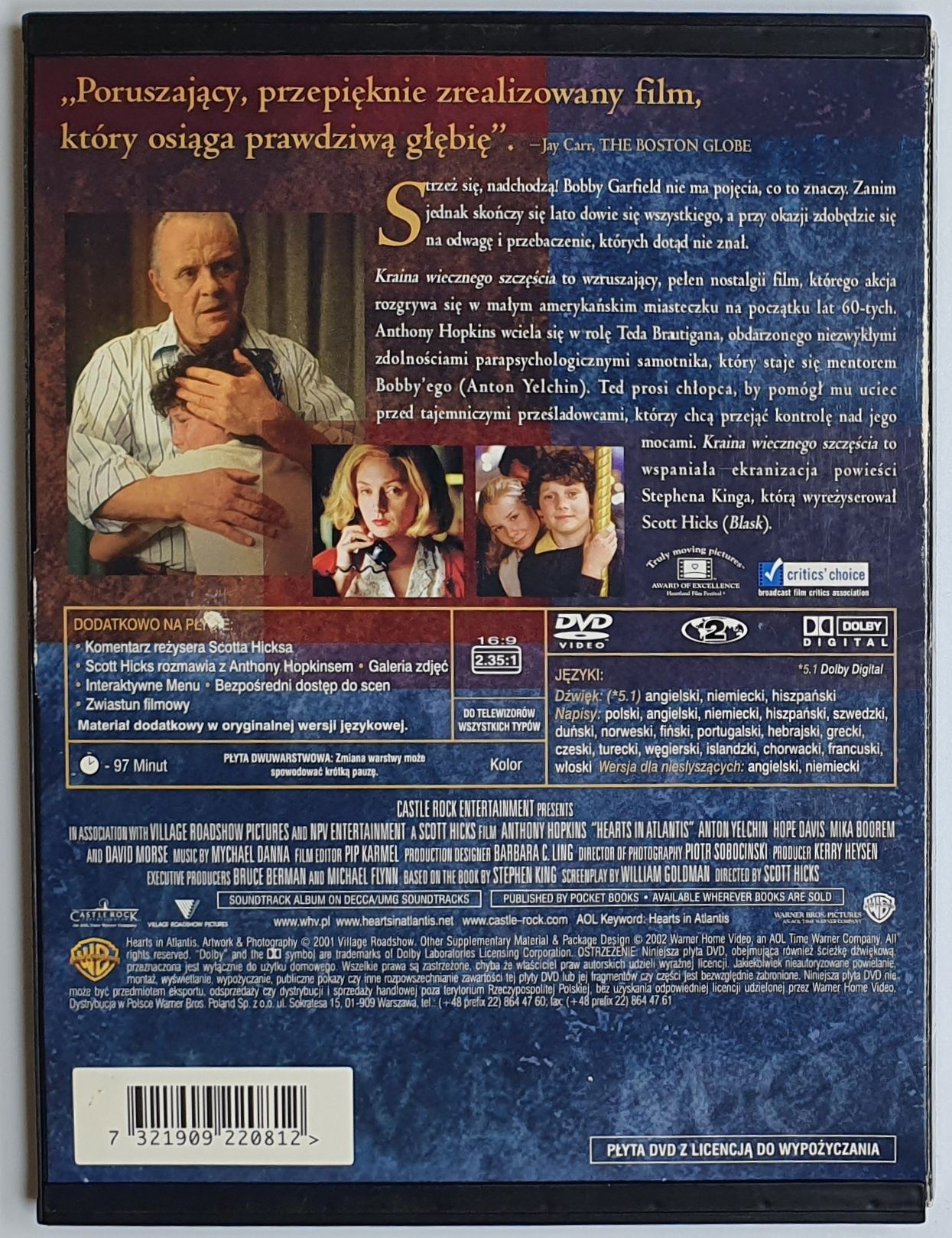 "Kraina wiecznego szczęścia" "Hearts in Atlantis" DVD Snapper nap PL