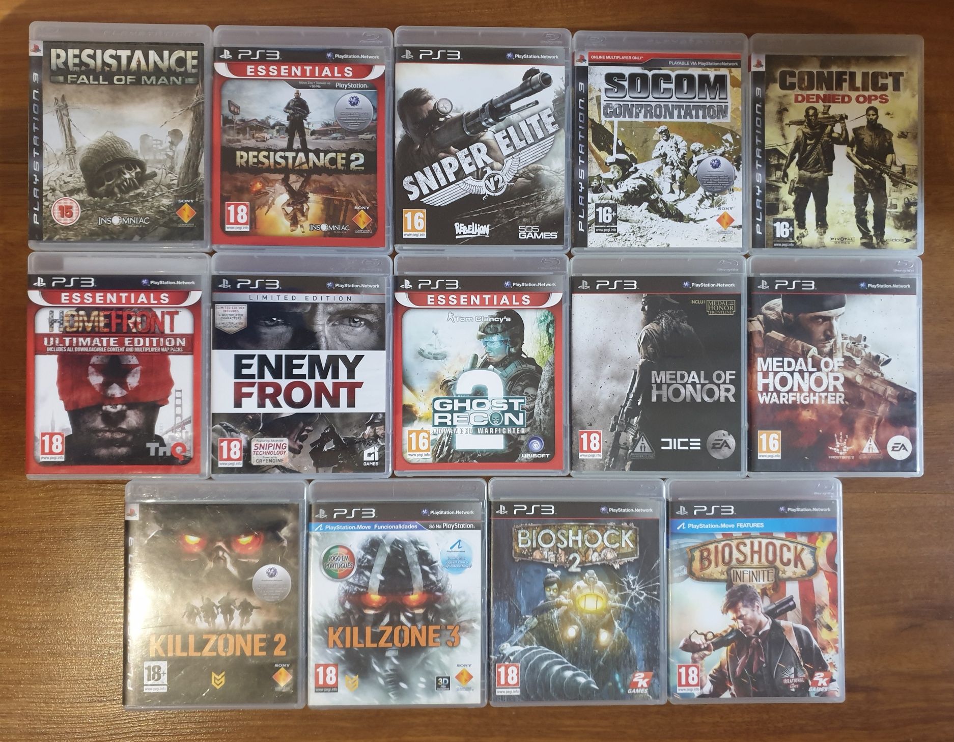 Killzone 2 e 3,Ghost Recon 2,Rage,Conflict: denied ops,Resistance PS3