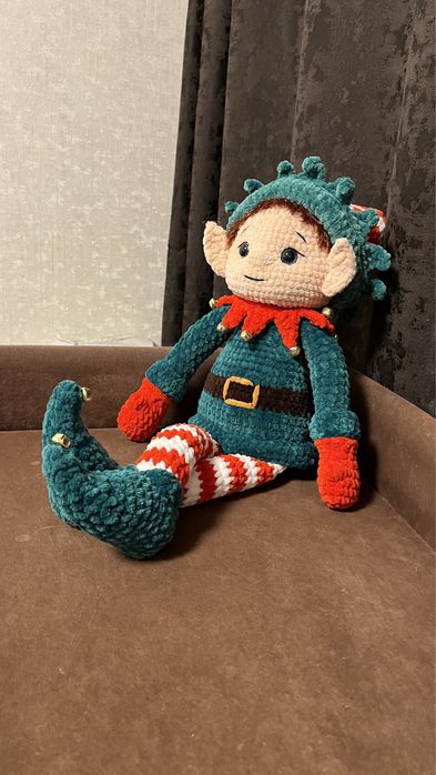 Мʼяка іграшка вʼязана Ельф плюшева (мягкая игрушка вязаная плюшевая)