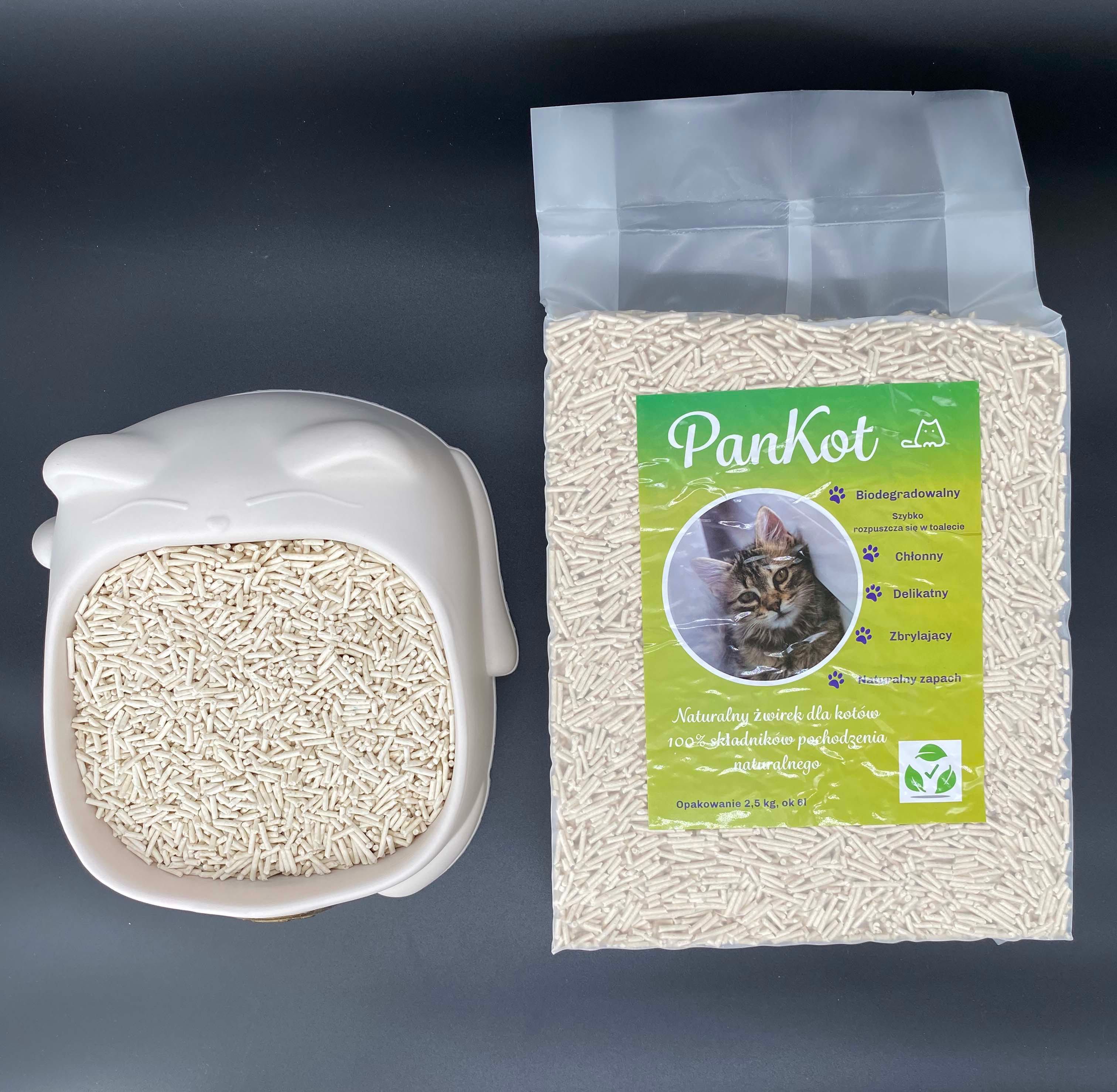 EKO żwirek dla kota tofu PanKot 2.5 kg, 6l naturalny