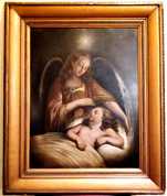 Óleo sobre tela, "O anjo e o Menino"